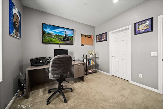 office space featuring light colored carpet