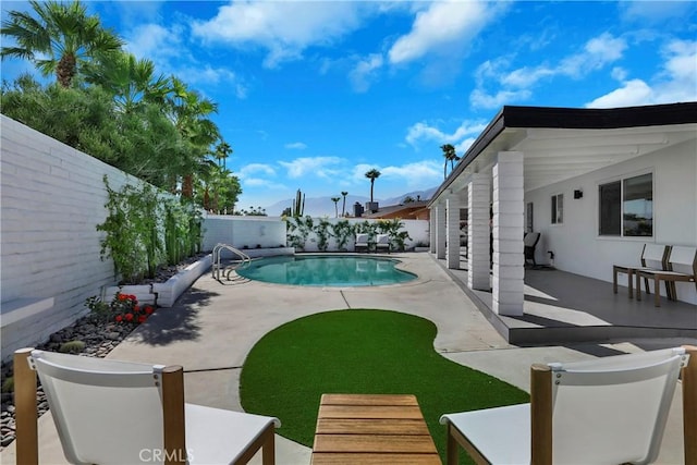 view of swimming pool with a patio area