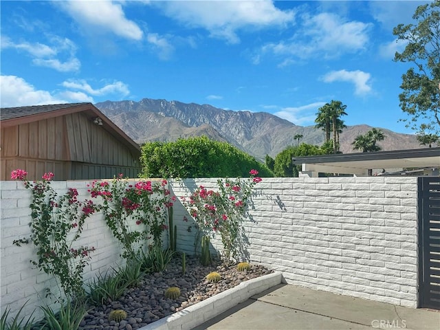 exterior space featuring a mountain view