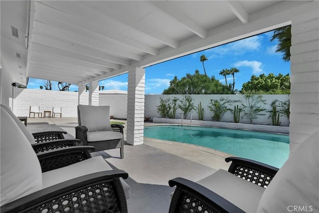 view of swimming pool with an outdoor hangout area and a patio area