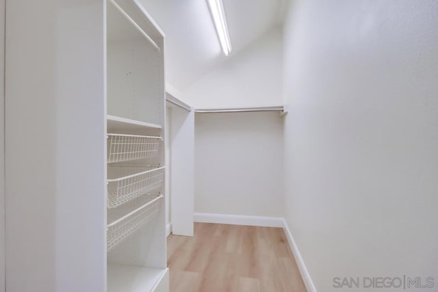 walk in closet featuring light hardwood / wood-style floors