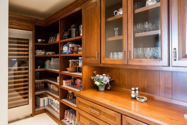 pantry with wine cooler