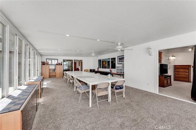 1317 Pacific St, Redlands, CA 92373 - carpeted dining area with a ceiling fan
