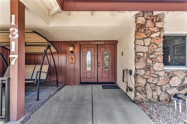 1317 Pacific St, Redlands, CA 92373 - entrance to property with stucco siding and stone siding