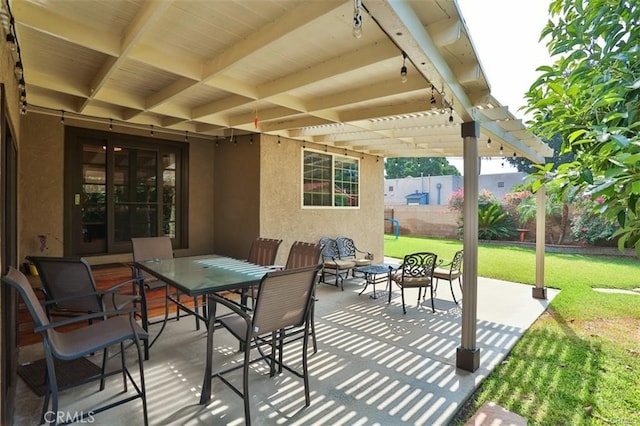 view of patio featuring a pergola