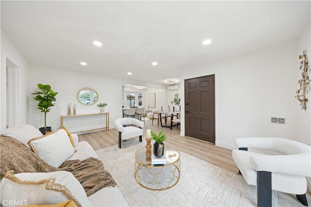 living room featuring light wood-type flooring