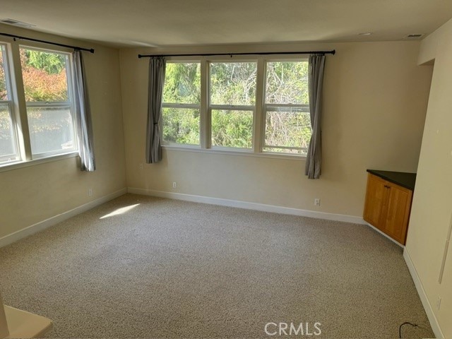 unfurnished room featuring plenty of natural light and light colored carpet