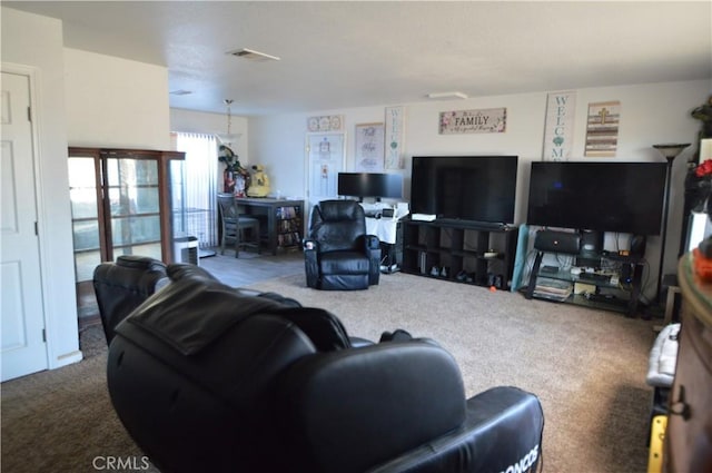 living room with carpet flooring