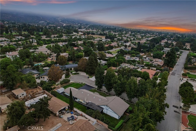 view of aerial view at dusk