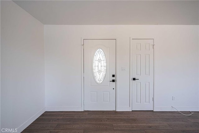 entrance foyer featuring dark hardwood / wood-style flooring