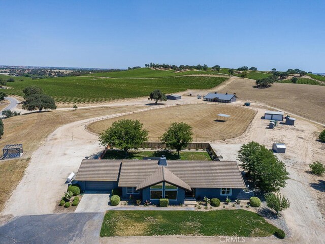 drone / aerial view featuring a rural view