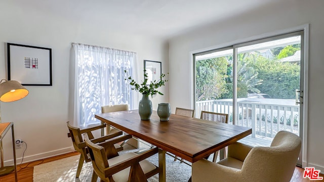 dining room with hardwood / wood-style flooring