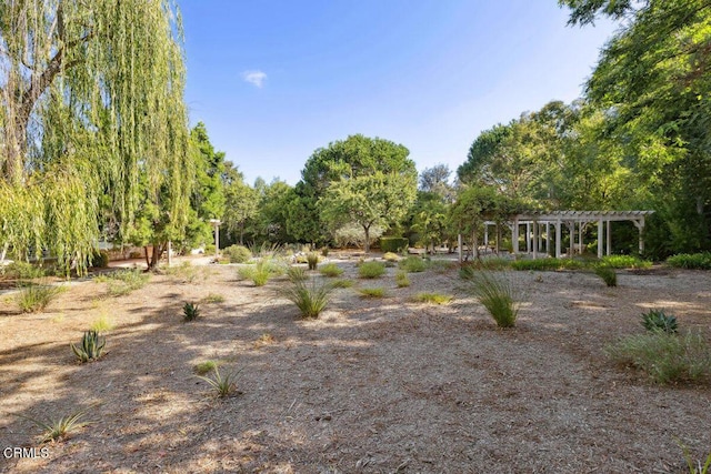 view of yard with a pergola