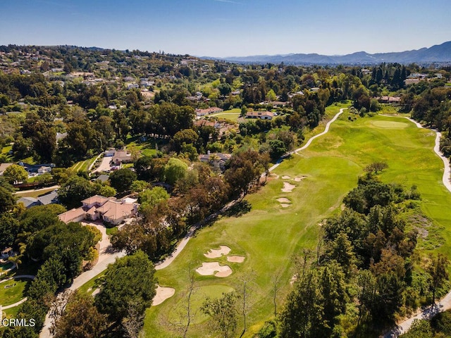 drone / aerial view featuring a mountain view