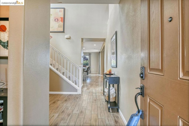 entrance foyer with light wood-type flooring