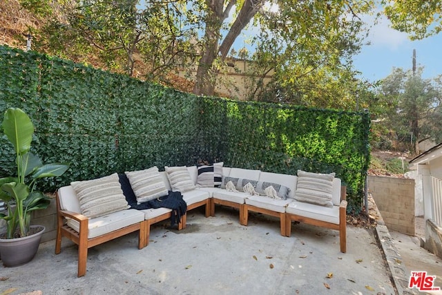 view of patio / terrace featuring an outdoor living space