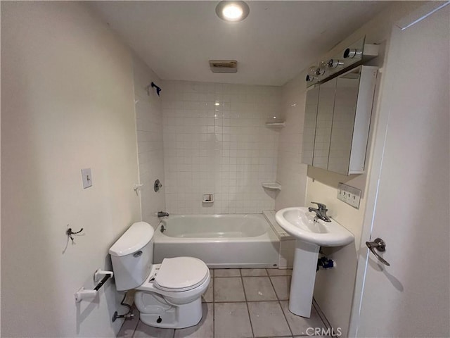 5830 Gopher Grove Rd Unit 29, Palms, CA 92277 - full bath with tile patterned flooring, toilet, shower / tub combination, and a sink