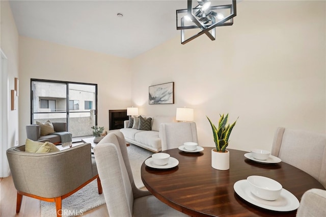 dining room with wood-type flooring