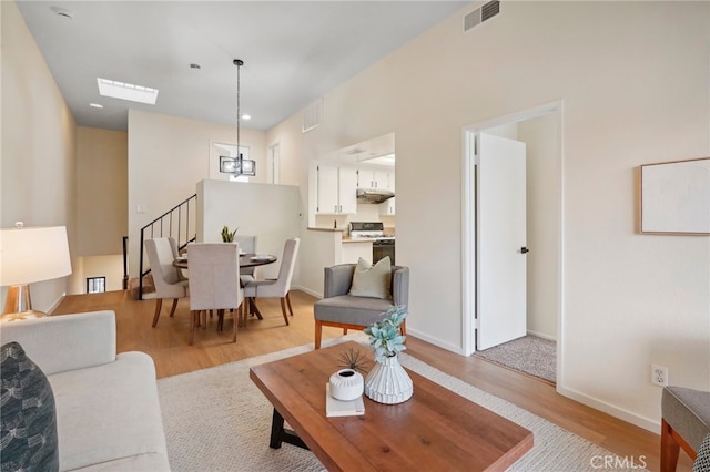 living room with light wood-type flooring