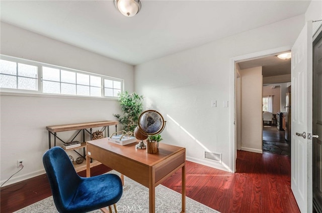 office featuring dark wood-type flooring