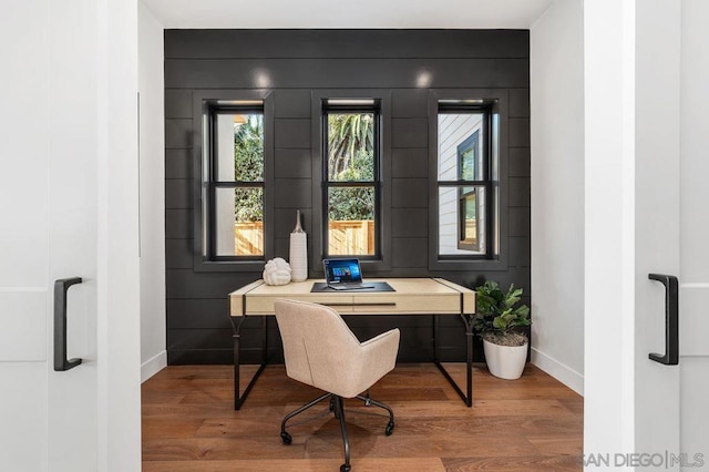 office with hardwood / wood-style floors