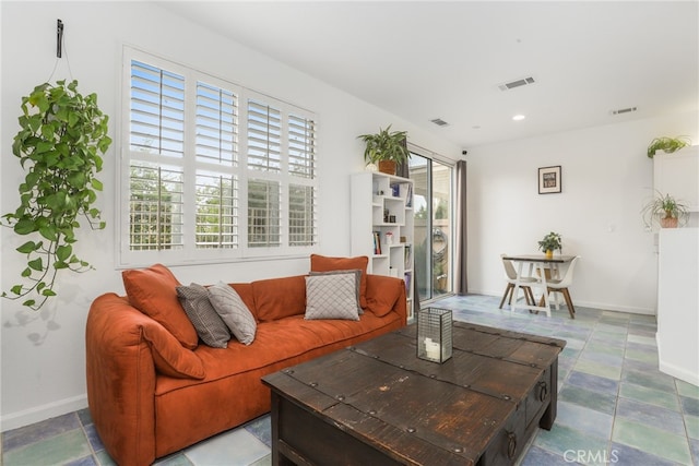 view of tiled living room