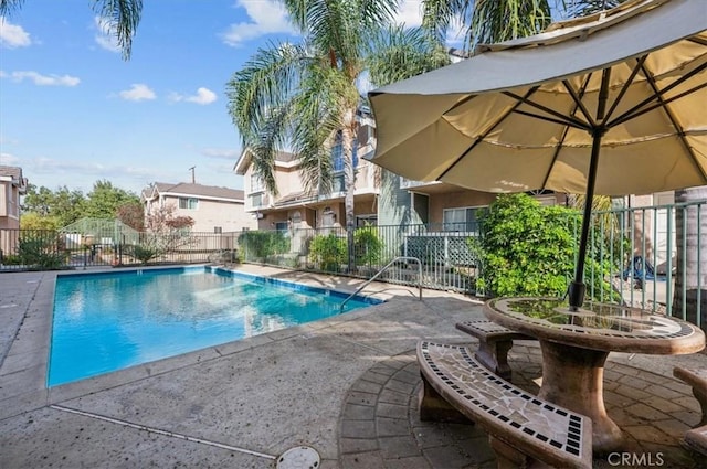 view of pool featuring a patio