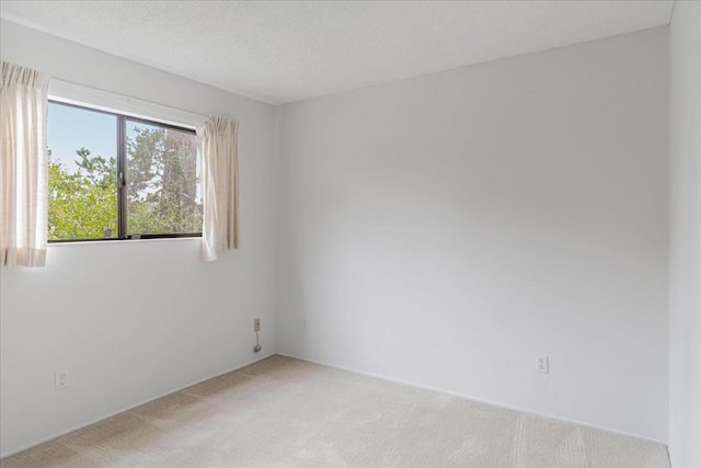 unfurnished room with light carpet and a textured ceiling