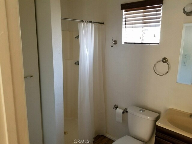 full bath featuring vanity, toilet, and a shower with curtain