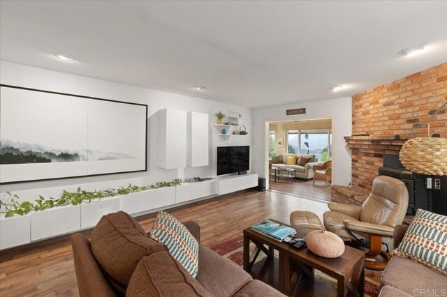 living room with hardwood / wood-style flooring