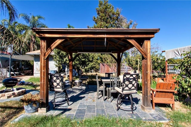 view of patio / terrace featuring a gazebo