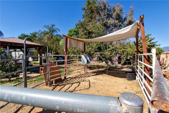 view of jungle gym with an outdoor structure