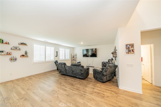 living room featuring light hardwood / wood-style floors