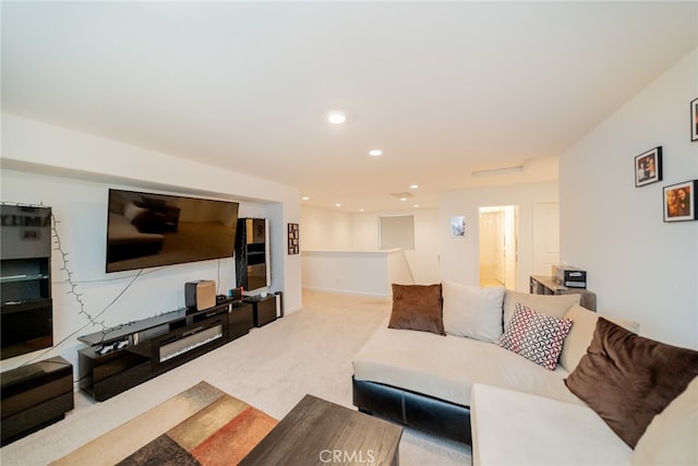 living room featuring carpet