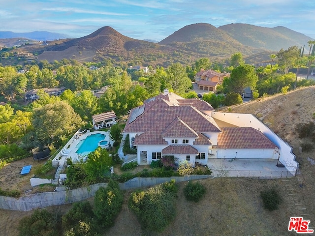 drone / aerial view with a mountain view