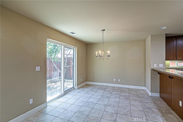 425 Bakeman Ln, Arroyo Grande, CA 93420 - unfurnished dining area featuring a chandelier and baseboards
