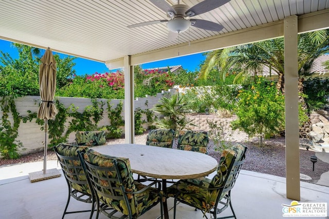 view of patio / terrace with ceiling fan