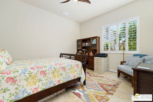 bedroom featuring ceiling fan