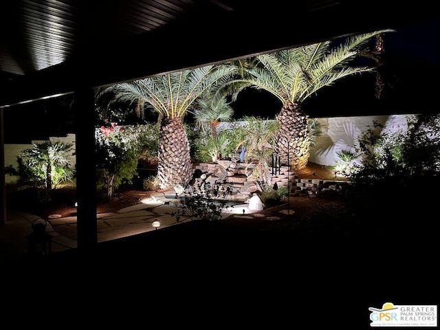 view of patio at twilight