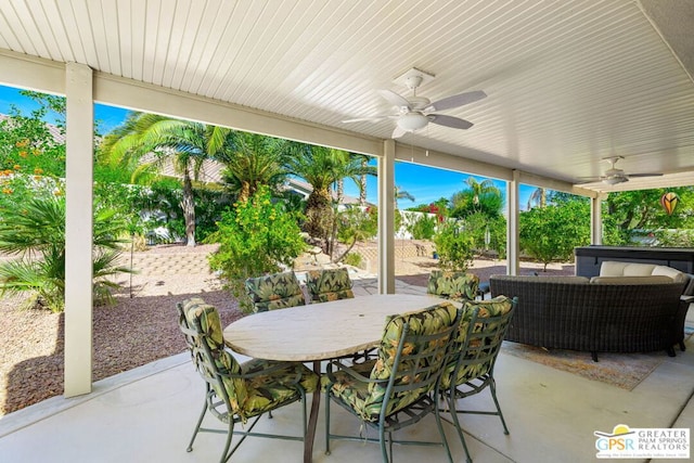 view of patio / terrace featuring an outdoor living space and ceiling fan