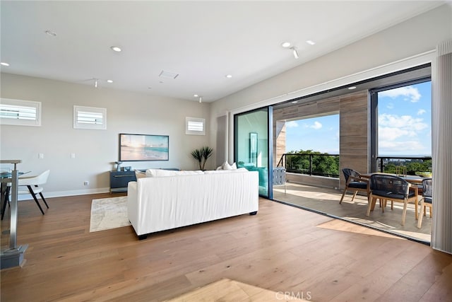 living room with hardwood / wood-style flooring