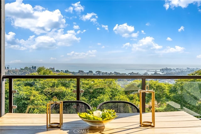 balcony with a water view