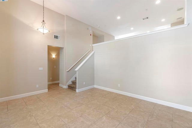 empty room with a towering ceiling