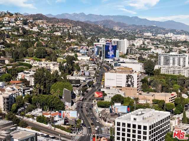 bird's eye view with a mountain view