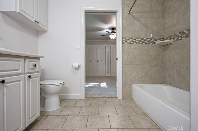 14331 Troy Way, Magalia, CA 95954 - full bathroom with shower / bathing tub combination, toilet, baseboards, and a ceiling fan