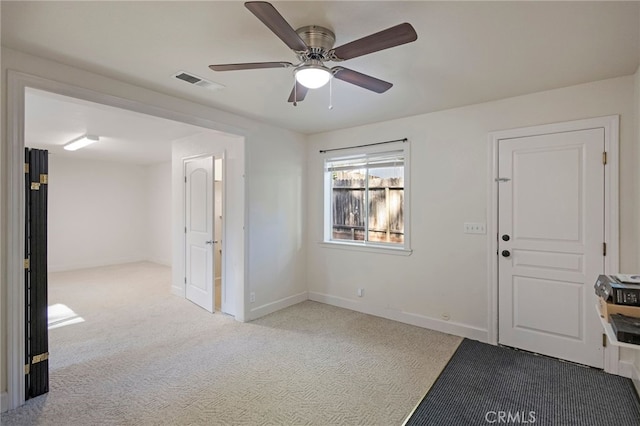 14331 Troy Way, Magalia, CA 95954 - interior space with a ceiling fan, carpet flooring, visible vents, and baseboards