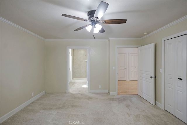 14331 Troy Way, Magalia, CA 95954 - unfurnished bedroom featuring ensuite bath, light colored carpet, ornamental molding, and baseboards