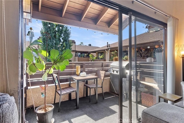 interior space featuring outdoor dining space