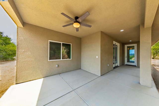 view of patio / terrace with ceiling fan