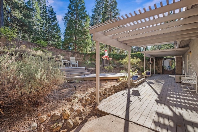 wooden deck with a pergola